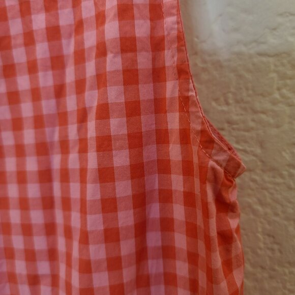 J.Crew Top Womens XS Coral Orange Gingham Sleeveless Cotton Ruffle Bow Tie Back - Picture 15 of 16